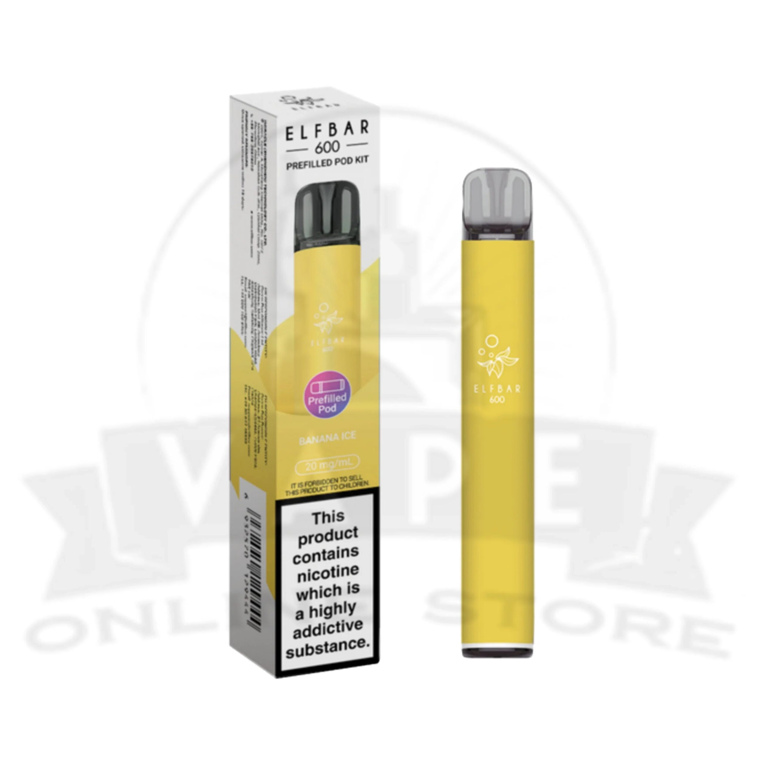 Banana Ice Elf Bar 600 Puffs 20mg Reusable Vape Pod Kit